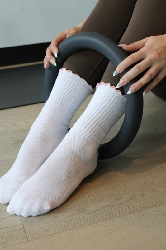 BE Socks - Pink Trimmed White sock